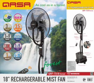 Qasa 18-Inch Rechargeable Mist Fan